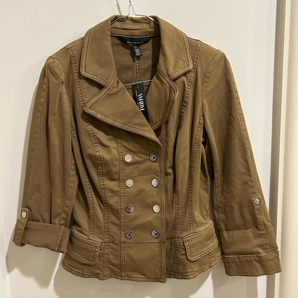 White House Black Market Denim Women's Tan Peplum Jacket
